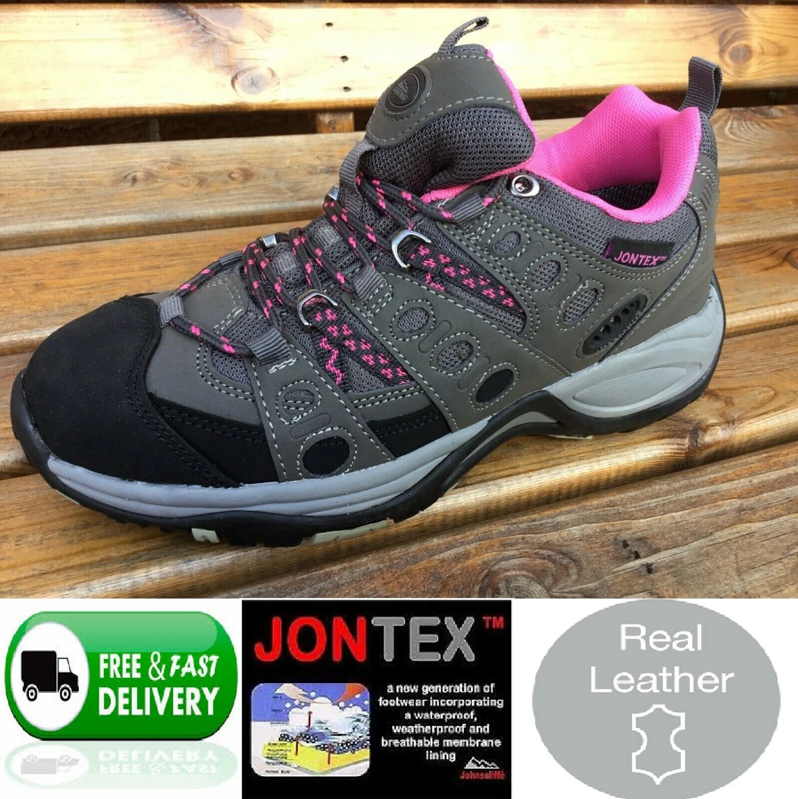 LADIES WATERPROOF & BREATHABLE HIKING/WALKING SHOE,SIZE 3-8,JOHNSCLIFFE CASCADE