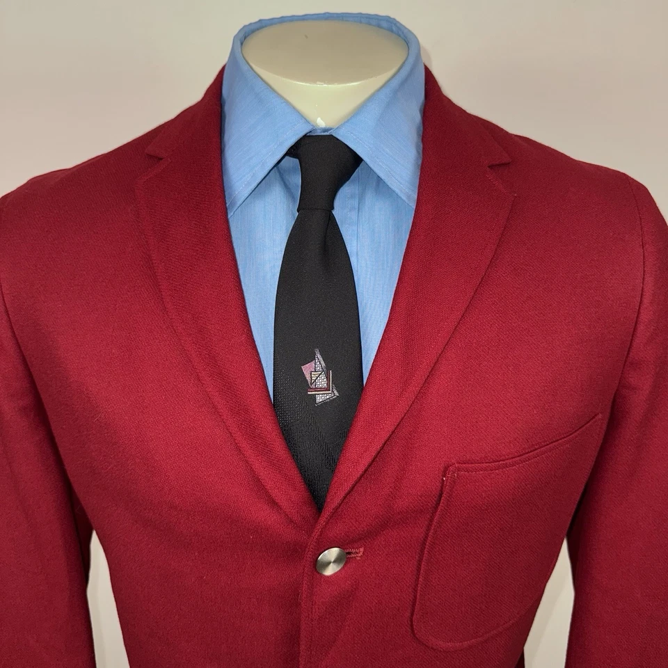 Vintage Ray Sewell Jacket Mens Suit Blazer Sport Coat 1950s 1960s Red Wool 42 - Image 3 of 4