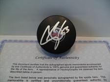 Casey Cizikas Autographed Signed New York Islanders Puck COA  Bright Silver Pen