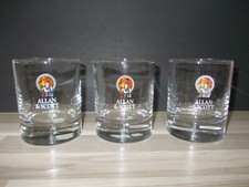 3er Set Vintage seltene Allan & Scott Whisky Gl&auml;ser mit schweren Boden Luftblase