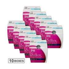 Leggs Women's Silky Sheer Leg Control Top Pantyhose L, Black Mist - Set of 10