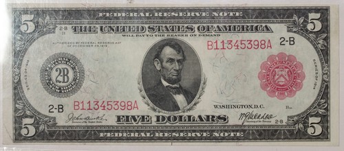 1914 $5 Federal Reserve Note PMG 58 New York Fr#833b Burke | McAdoo Item#P17190 - 第 1/3 張圖片
