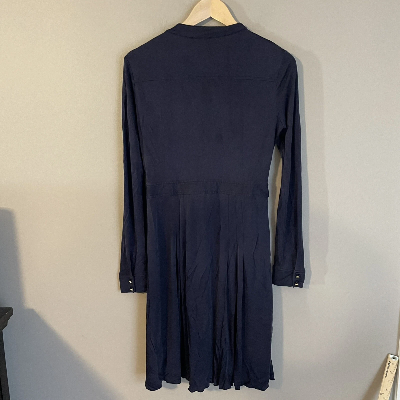 Abito midi blu navy Tory Burch seta abbottonato taglia S