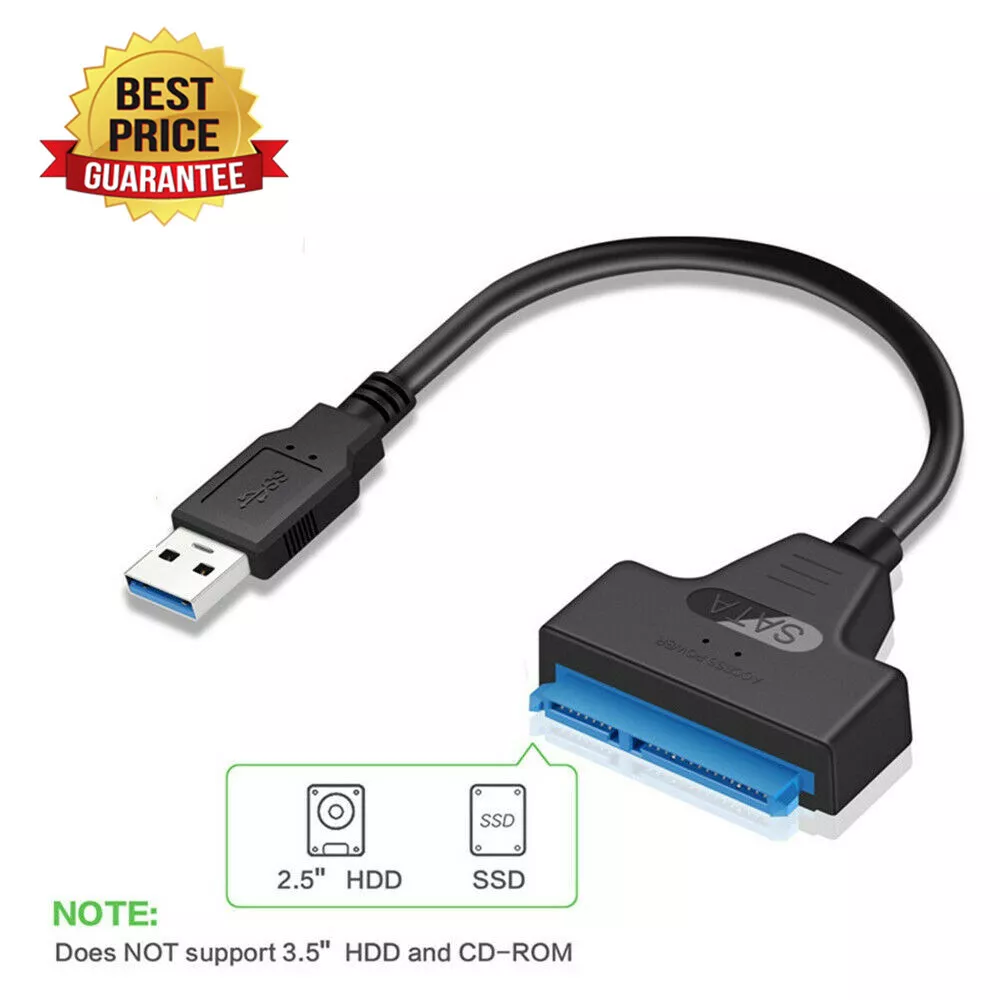 USB 3.0 to SATA Adapter Cable, External SATA III Hard Drive Connector for  2.5'' SSD/HDD & 3.5 HDD Data Transfer, Support UASP, Trim and S.M.A.R.T.