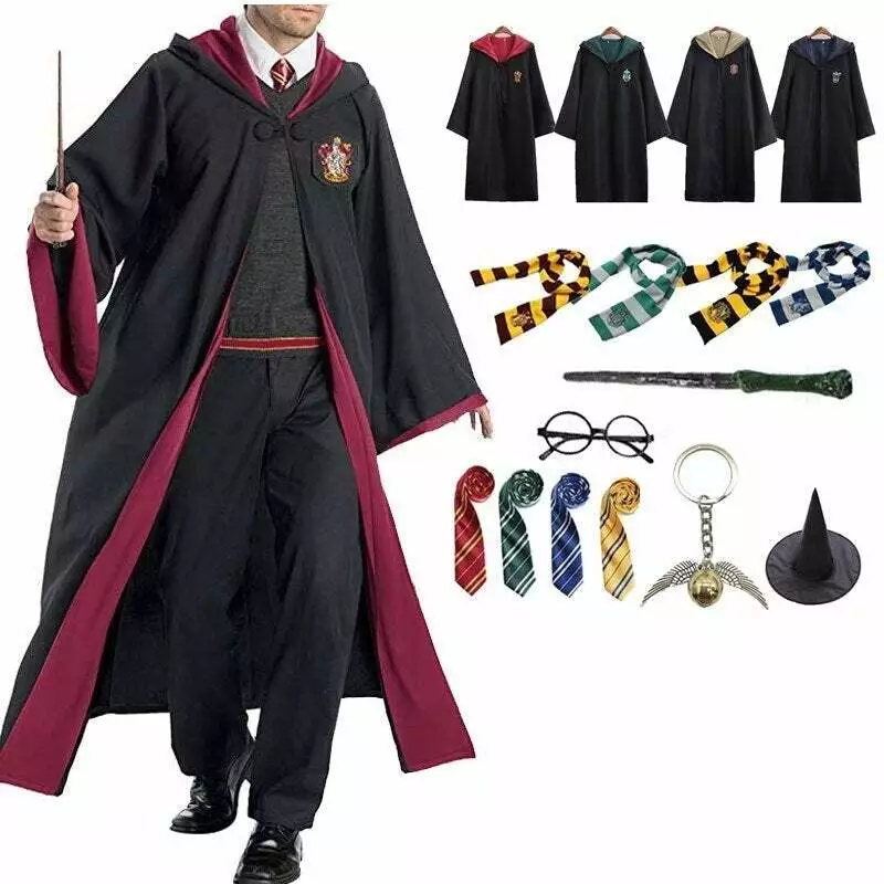 Costume Harry Potter cosplay tutti i colori vestito carnevale completo  adulti