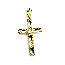 14K Yellow Gold Cross Charm 1 inch