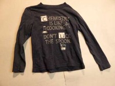 Arizona Jean Co Youth XS 6/7 Chemisty is like cooking long sleeve shirt drk blue