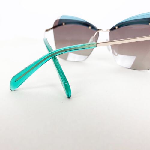 EMILIO PUCCI Women's EP 113 Gold Rimless Metal Blue Cat Eye Sunglasses NWT - Picture 4 of 11