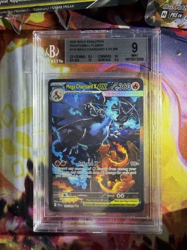 Pokémon Mega Charizard X EX SIR Holo 125/094 Phantasmal Flames Beckett 9 - BGS 9