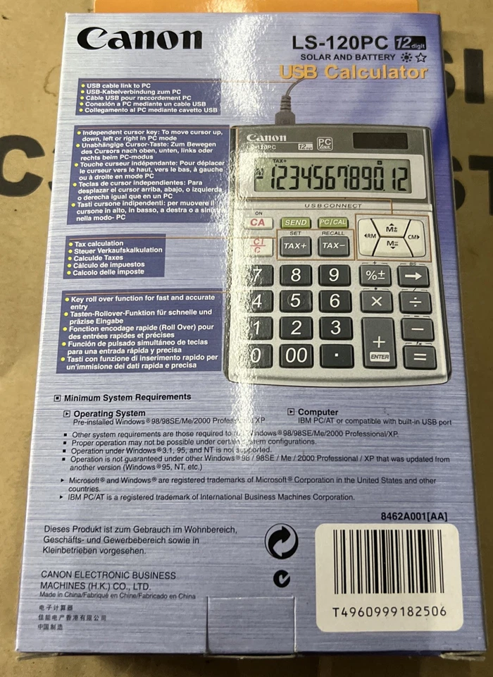 Canon LS-120PC (Solar and Battery) USB Calculator - Image 2 of 2