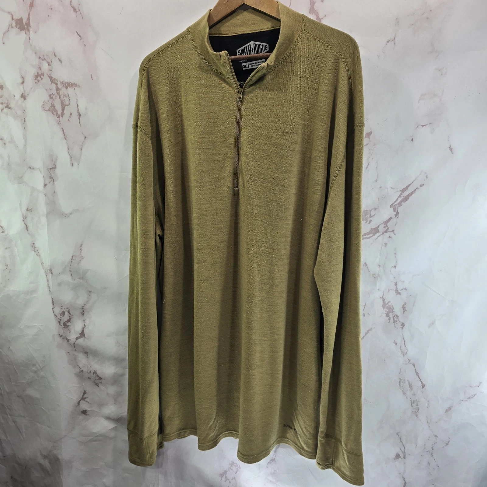 Smith & Rogue Shirt Mens 3XL Brown Merino Wool Bamboo Baselayer Long Zip