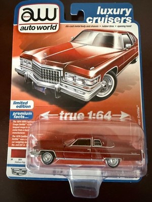 1/64 AUTO WORLD LUXURY CRUISERS 1975 CADILLAC COUPE DEVILLE Firethorn