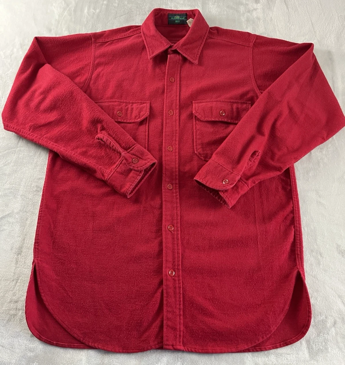 VTG REI Peakvalue Flannel Shirt Men Large Red Chest Pockets Side Slit Chamois