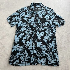 ONIA Vacation Camp Rayon Shirt Mens M Blue Floral Beach Resort Luxury Loop