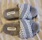 Magellan Outdoors Womens Sherpa Slide Slippers Size 7 Gray and white knit — photo 1