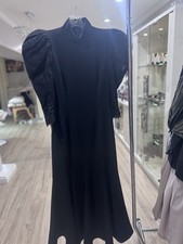 Andrew Gn Black Maxi Dress with Lace Sleeves Turtleneck Mermaid Gown