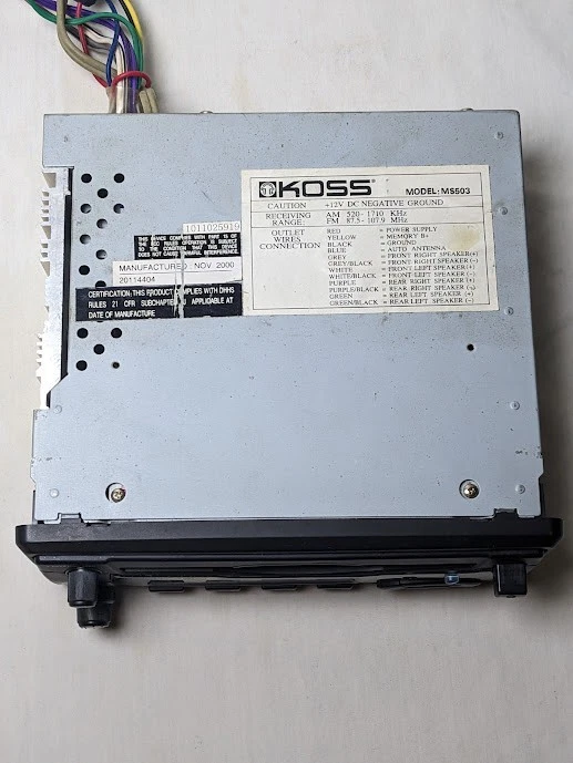 Reproductor de CD estéreo para automóvil KOSS MS503 de colección radio AM/FM (2000) piezas sin probar Foto 4 de 4