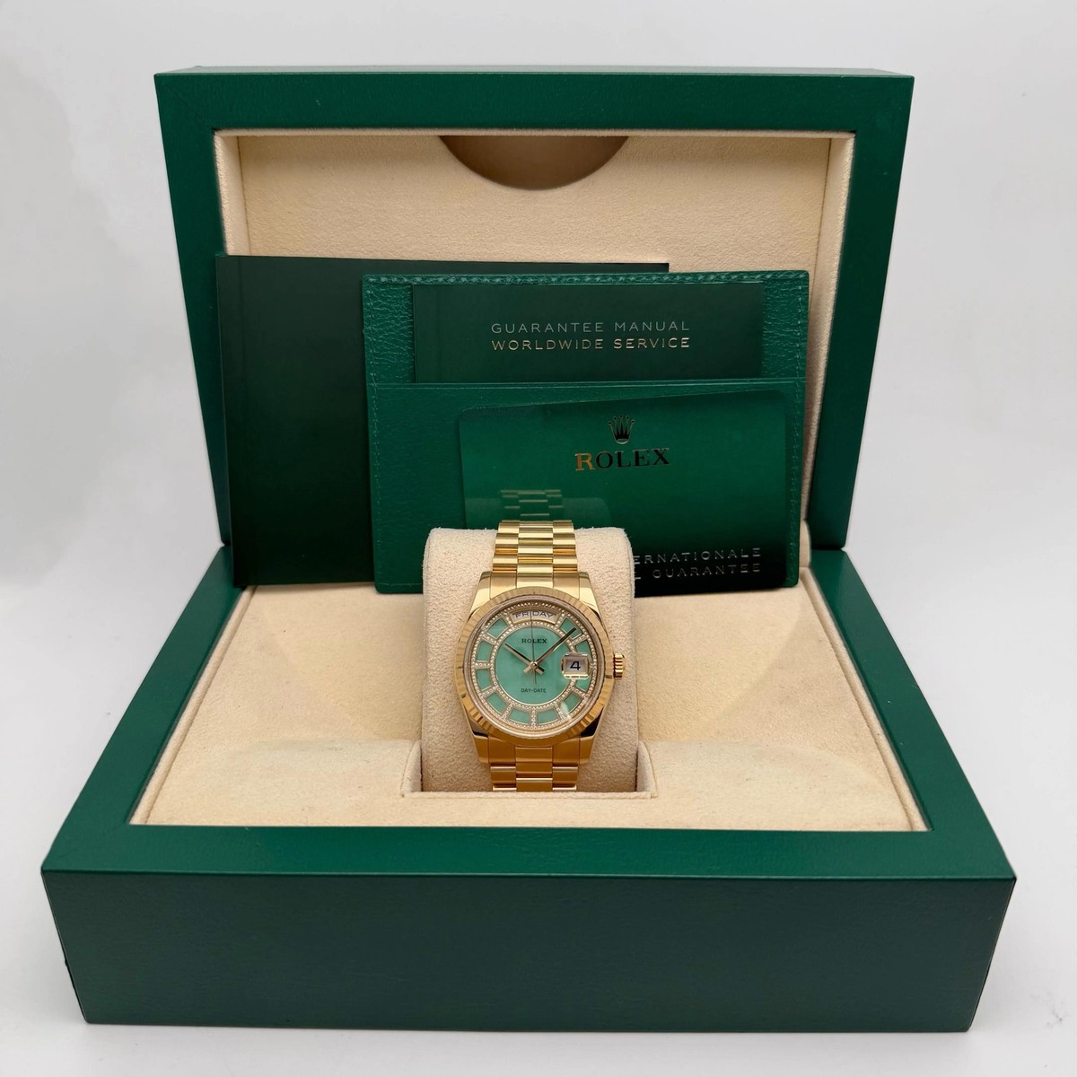 Rolex Day-Date 36 118238 18k Yellow Gold Carousel Green Jade