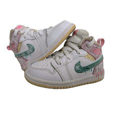 Nike Air Jordan 1 Toddler TD Paint Drip Sneakers Shoes Size 7C White DD1668-100