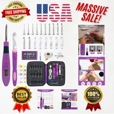 Light Up Crochet Hooks Set with Digital Counter – 18 Sizes from 2.0mm to 14.0mm