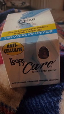 VINATGE L EGGS  CARE PANTYHOSE SHEER  SIZE Q PLUS CONTROL TOP SUNTAN