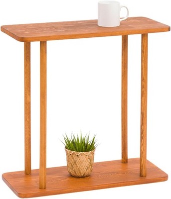 Solid Pine Wood Narrow Side Table, Skinny Bedside End Table, Chestnut #R025