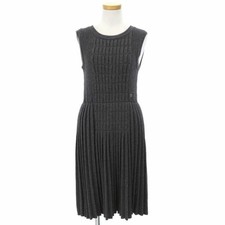 Chanel Wool One Piece Dress Gray Size 36 P31446 Women's