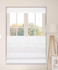 Cloud White Cordless TopDown BottomUp Light-Filtering Fabric Roman Shade...
