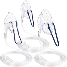 3 Pack Oxygen Mask for Face with 6.6 Ft Tubing and Adjustable Elastic Strap - Ad