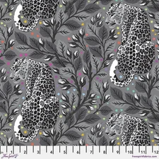 Cotton Graywork Birthmark Tula Pink Leopards Gray Fabric Print by Yard D602.92