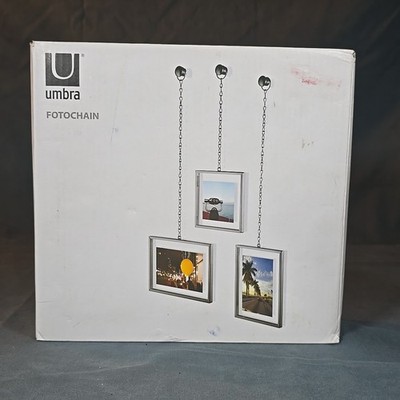 UMBRA Fotochain Picture Frame Gallery Set Collage Display 3 Frames - Nickel