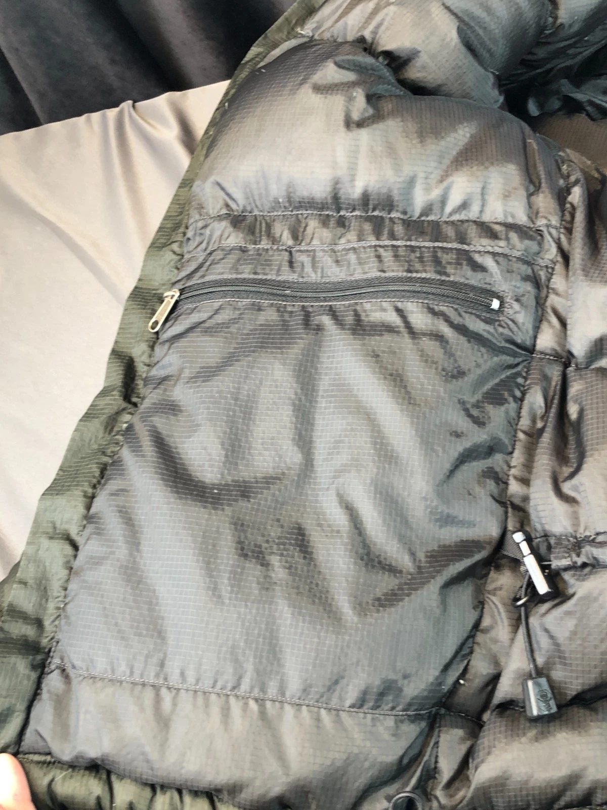 Vintage Army Green Mountain Hard Wear DOWN 2-Tone PUFFER JACKET Men's Size Large - product detail image 12
