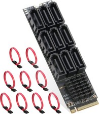 M.2 to SATA Adapter 9-Port RIITOP M.2 NVMe to SATA III 6Gbps Card for HDD SSD
