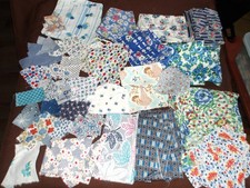 Vintage Fabric Scrap Lot, 30 Plus Prints, 1940s-1960s - Quilting & Crafting