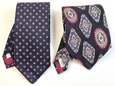 Gant & Equus Mens Silk Ties Set Of 2 Made In USA Geometric Floral Patterns