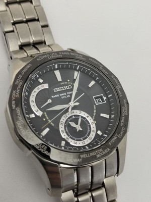 SEIKO Brightz Radio-Controlled Solar Titanium World Time 8B53-0AA1 From Japan