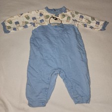 Vintage Pocket Bear Infant Jumpsuit Blue White 6-9M Pastel Aesthetic One Piece