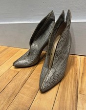 Vintage Guido Pasquali polka dot leather pointy grey blue ankle boots UK 6 EU 39