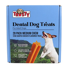 Trusty 28 Pack Star Shaped Chicken Flavoured Medium Chew Stick Dog Treats