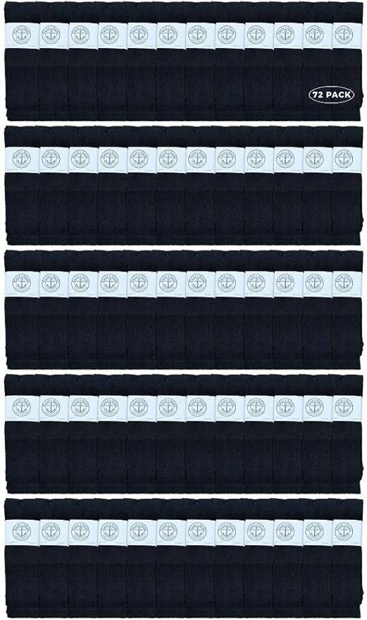 72 PK Men's  Premium Cotton King Size Extra Long Black Tube Socks-9-15