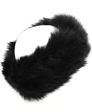 Surell Faux Fox Fur Unisex One Size Black Headband Scarf Adjustable Soft NEW