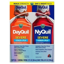DAYQUIL & NYQUIL MAX STRENGTH COLD AND FLU SEVERE 12OZ EACH [2 PACK] Exp 11/2025