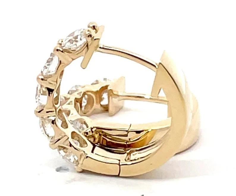 14K Yellow Gold Diamond Hoop Earrings 4 Ct Lab Grown E VS1 GIA Authentication - Image 2 of 4