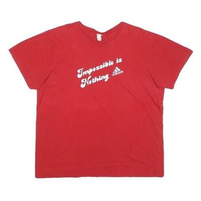 Adidas Herren T-Shirt Rot Impossible Is Nothing Grafik XL Kurzarm Rundhals