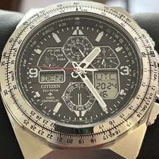 Citizen Men's Air Chronograph Calendar Eco-Drive Silver Watch 46 MM JY8120-58E