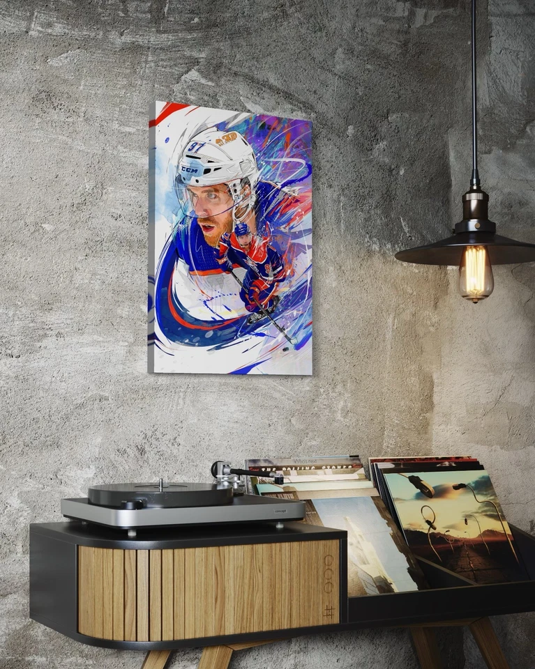 Lienzo estampado Connor McDavid | Engrasadores Edmonton | Arte de pared deportivo | Decoración de pared Foto 3 de 4