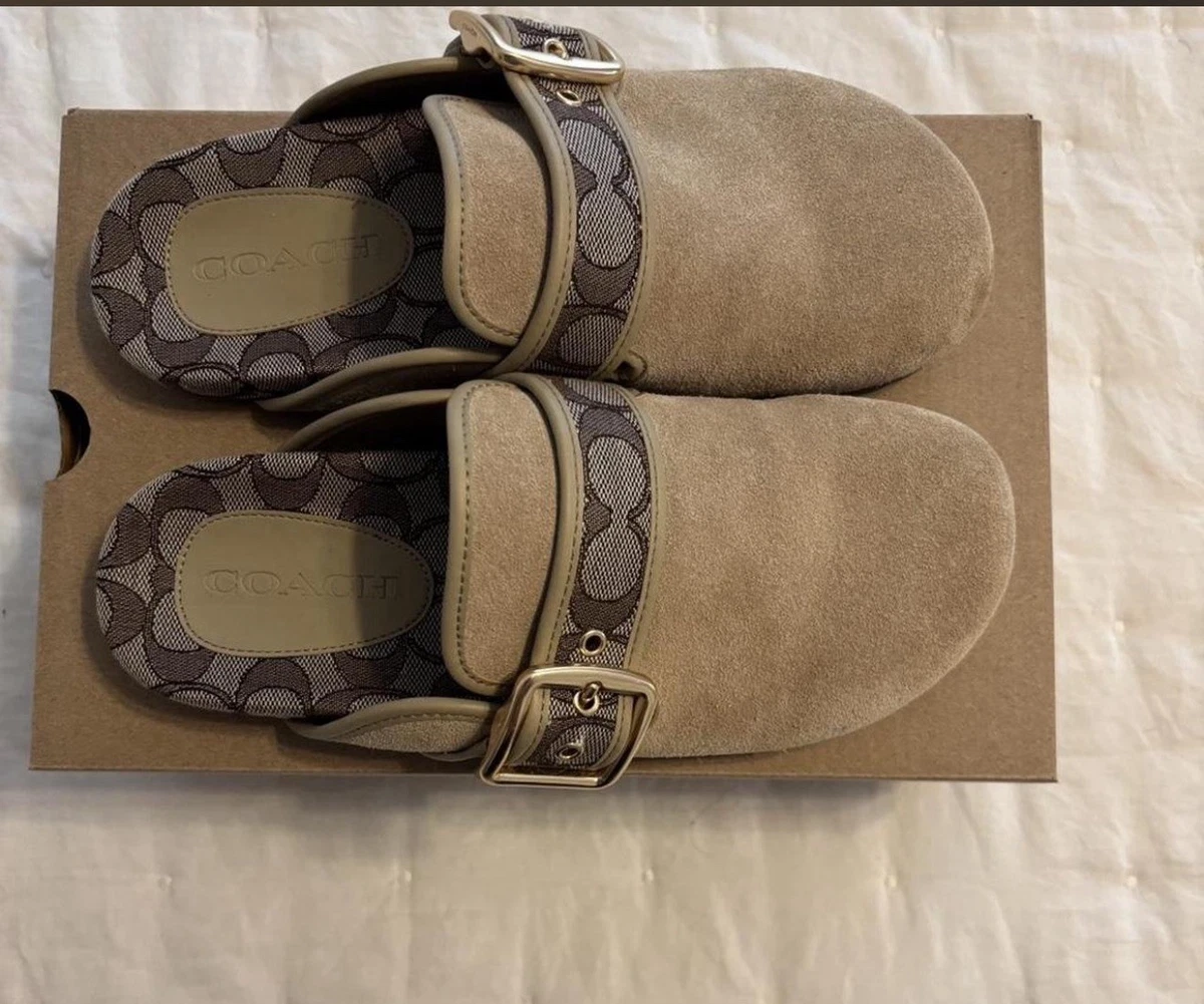 Coach Buckle Fur Lined Clog in Tan Brown w Silver Hardware Buckle Clog | Other Shoes | Coach | COACH® main image 3
