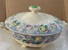 VTG Pomeroy Floral Fruit Lidded Porcelain Dish - from Davenport Engravings