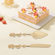 Set coltelli e servizio da torta oro, taglia torta e spatola da portata