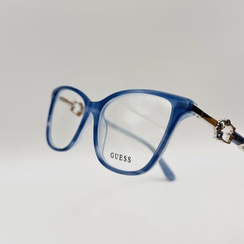 Guess Eyeglasses Women Oval Blue Silver Rhinestones Mod. GU 2856 New - Picture 7 of 11
